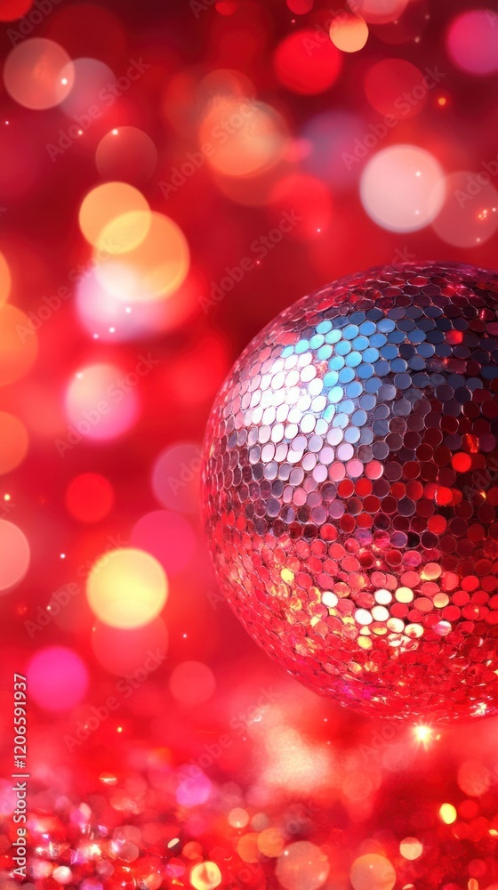 custom made wallpaper toronto digitalShimmering Disco Ball in Festive Red Lights: A Celebration of Sparkle and Joy