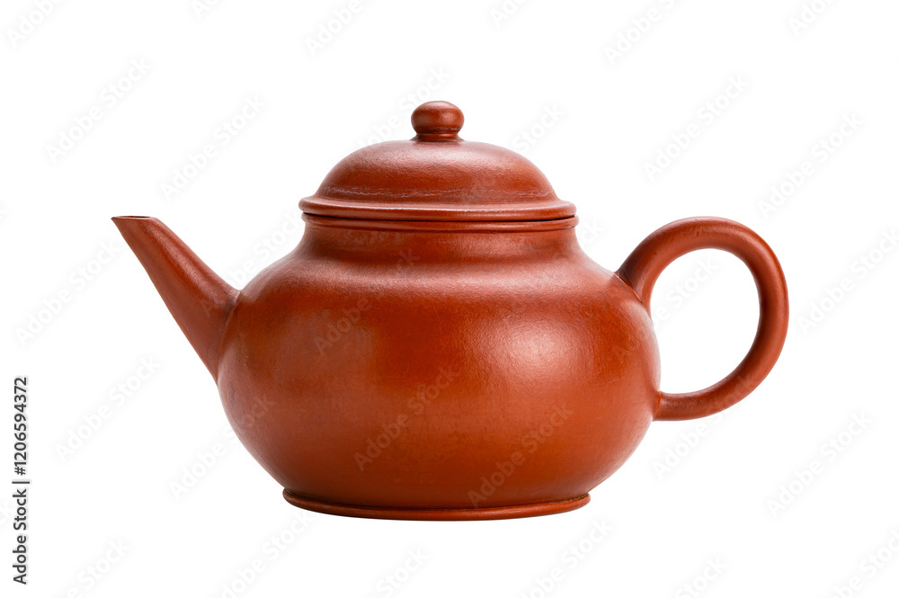 Closeup of the old clay red chinese teapot isolated on white background with clipping path. Closeup of the old clay red chinese teapot isolated on white background with clipping path.