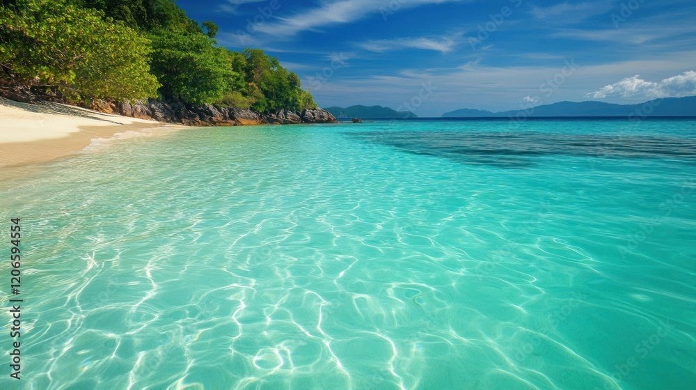 Fototapeta premium Tropical Paradise: Azure Waters and Pristine Beach