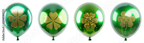 Festive Green Balloon Decorations Party Venue Decorative Content Celebratory Environment Close-Up Viewpoint Luck Concept photo