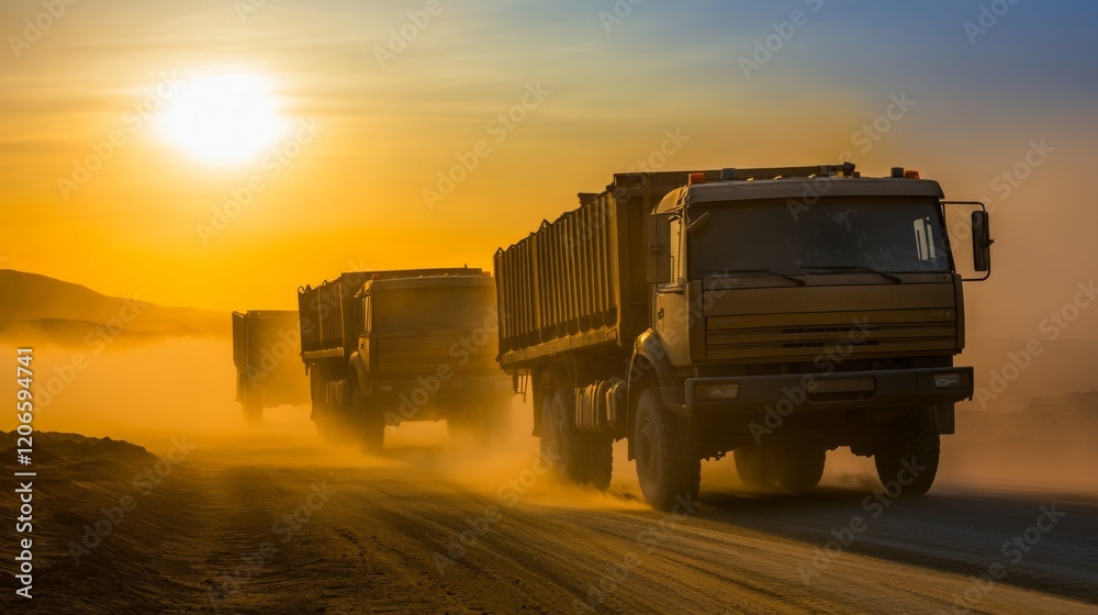 Empty aid trucks on a desolate desert road, symbolizing the gap between humanitarian efforts and the harsh realities of crisis zones. Empty aid trucks on a desolate desert road, symbolizing the gap between humanitarian efforts and the harsh realities of crisis zones.