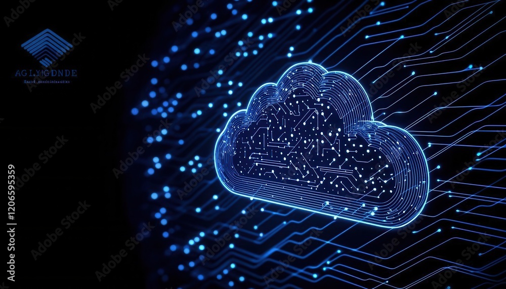 Fototapeta premium Secure cloud computing infrastructures, Cloud + Computing + Security,