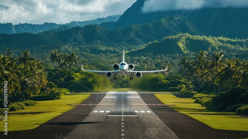 Private Jet Landing in Tropical Paradise