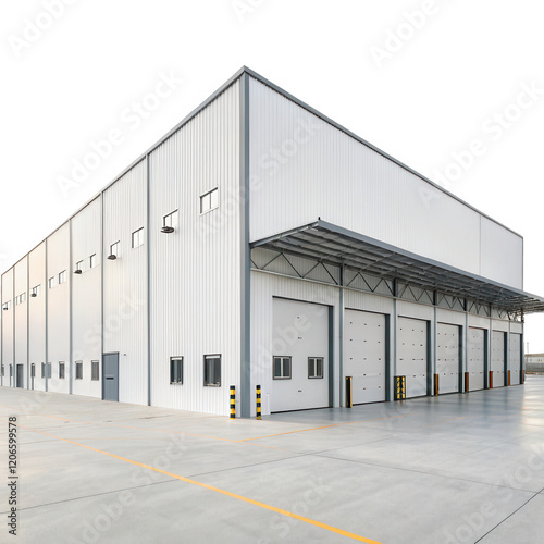 Large Prefabricated Metal Building with Loading Docks and Roll-Up Doors