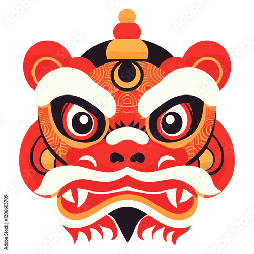 Chinese lion head illustration chinese red vector