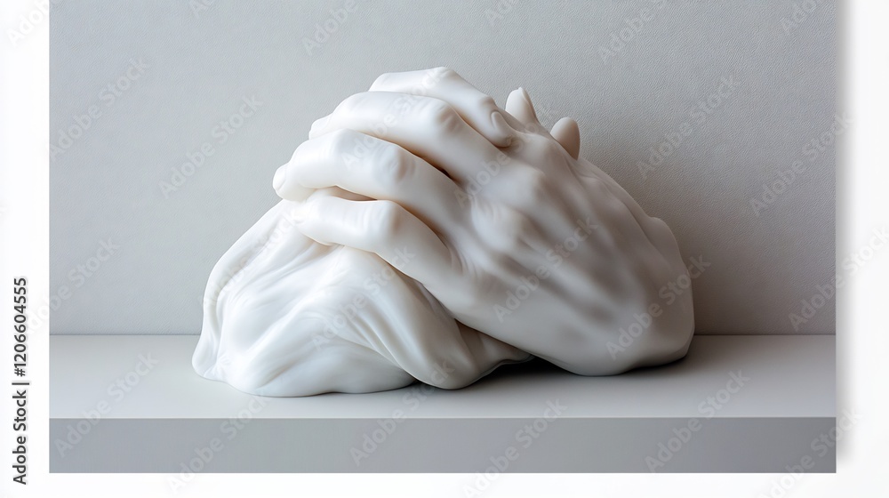 Sculptural Embrace: A Study in Marble Hands Sculptural Embrace: A Study in Marble Hands