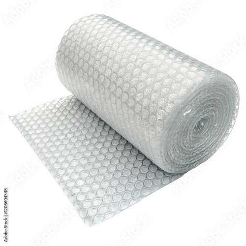 Transparent Bubble Wrap Roll Unrolling to Showcase Air-Filled Texture