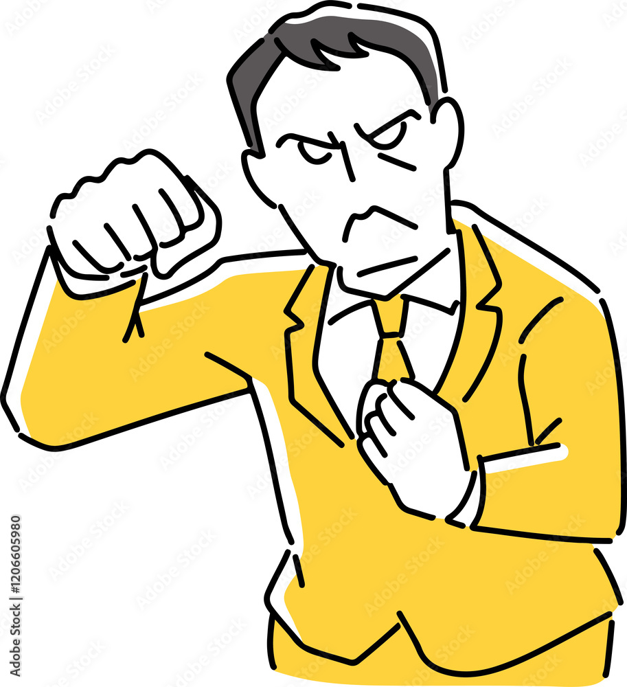 怒ってるポーズをとるビジネスマン