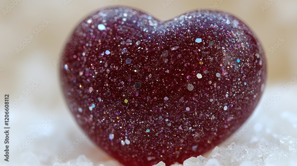Sparkling Red Heart on Snow: A Romantic Winter Scene Sparkling Red Heart on Snow: A Romantic Winter Scene