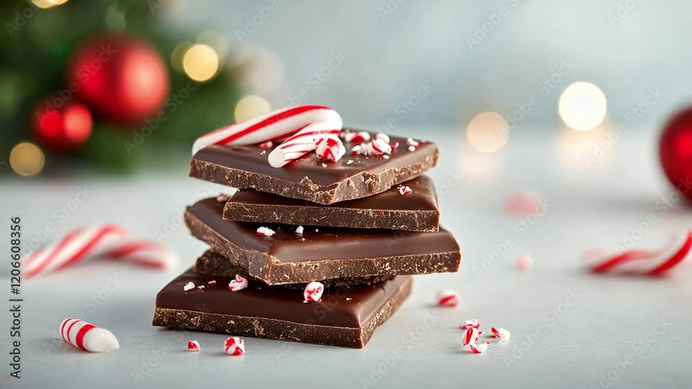 Festive chocolate bars with peppermint candy canes