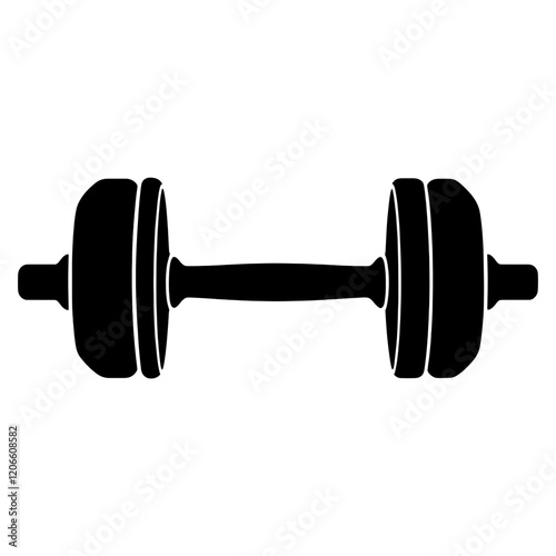 Dumbbell logo icon minimalist silhouette exercise vector