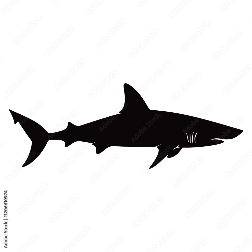 Shark silhouette illustration black white vector Shark silhouette illustration black white vector