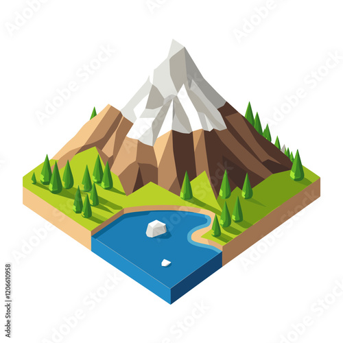 Mountain illustration isometric nature vector