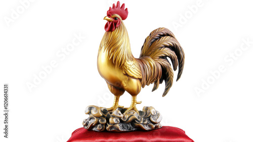 A colorful rooster standing isolated on a white background photo