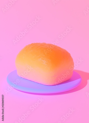 An illustration of a loaf of bread in pastel glowing colors.. Generative AI