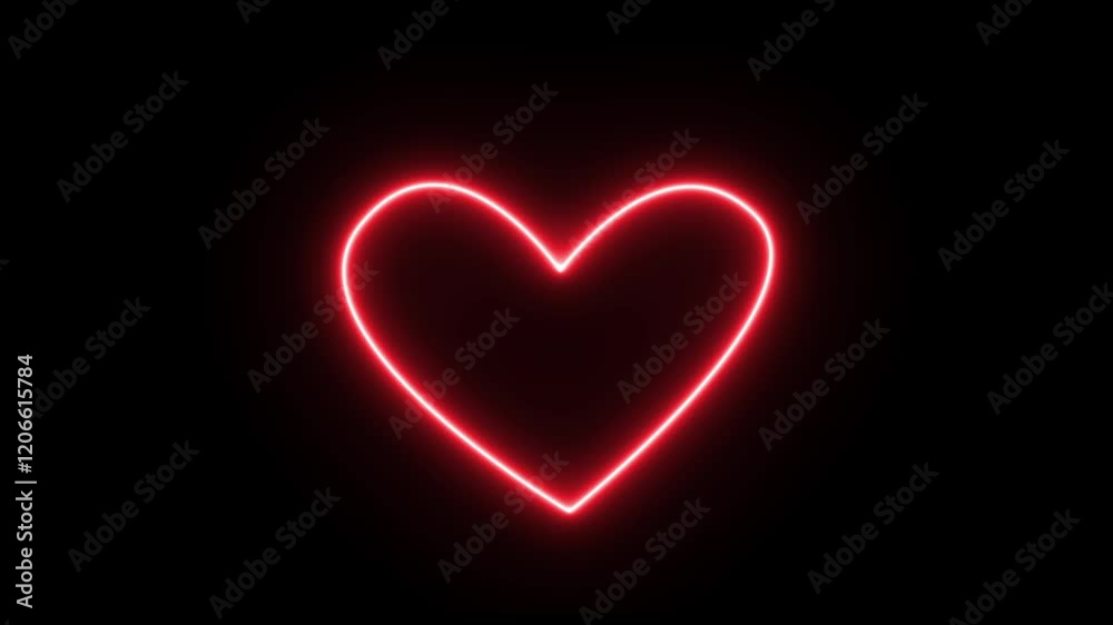 Love shaped Neon Animation. Heart Background Loop on black background. Valentine Heart Neon Display. valentine's day. Love shaped Neon Animation. Heart Background Loop on black background. Valentine Heart Neon Display. valentine's day.