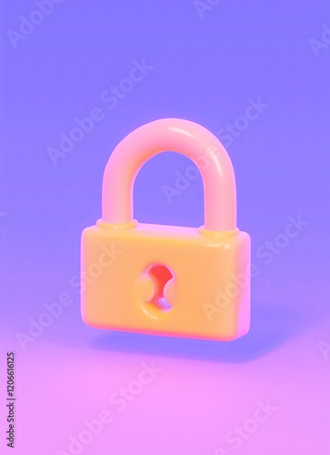 An illustration of a metal padlock safety lock symbol meaning security in pastel glowing colors.. Generative AI