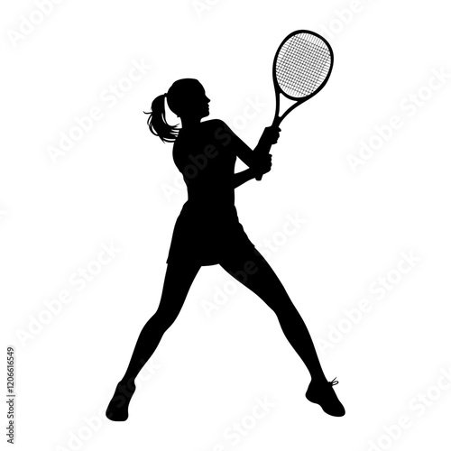 Tennis woman player silhouette illustration female vector