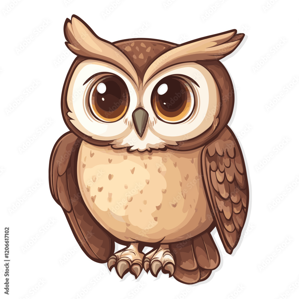 Horned owl illustration sticker cute vector