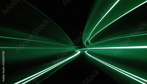 Green laser beams in a dark room