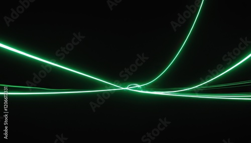 Green laser beams in a dark room