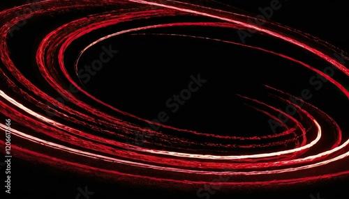 glowing shining simple smooth curve white red light trail in arc shape motion speed on dark background