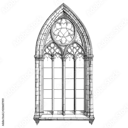 Church window architecture drawing arched vector