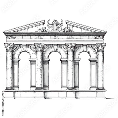 Renaissance podium drawing arch architectural vector