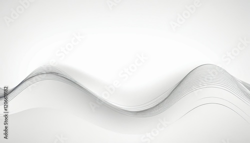 Gray wave curve lines abstract background with flowing particles. Digital energy waves technology concept. Modern backdrop design for business, presentation, banner.