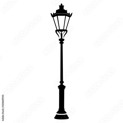 Vintage streetlights silhouette lamp illustration vector
