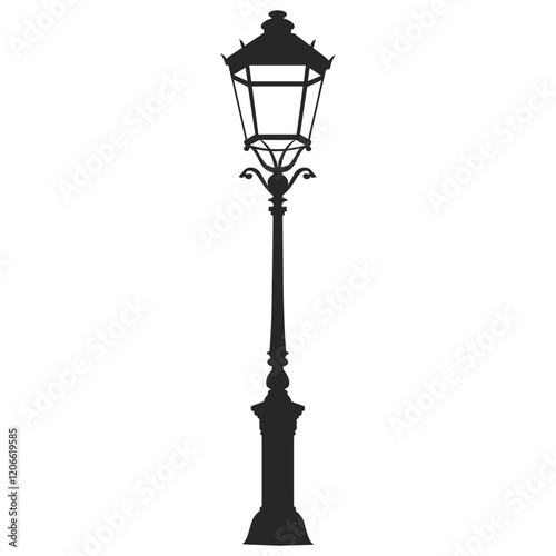 Vintage streetlights silhouette lamp illustration vector