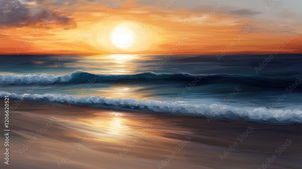 Sunset Ocean Paradise: A Serene Coastal Scene at Golden Hour Sunset Ocean Paradise: A Serene Coastal Scene at Golden Hour