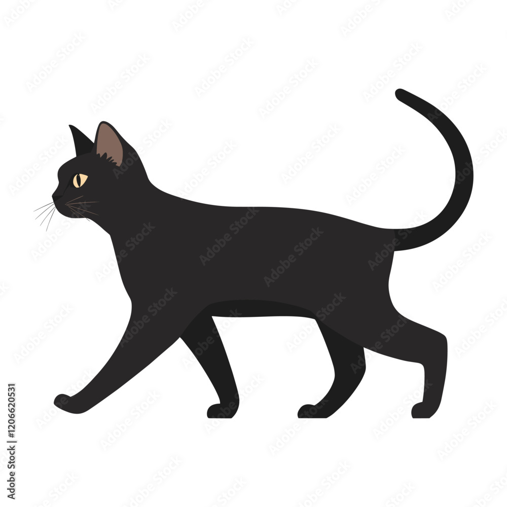 Siamese black cat walking illustration minimalist design vector Siamese black cat walking illustration minimalist design vector