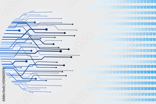 digital lines and circuit lines on binary code security technology abstract. privacy protection with high tech background.