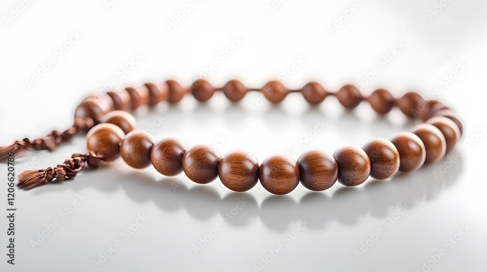 Brown Wooden Bead Bracelet on White Background Brown Wooden Bead Bracelet on White Background