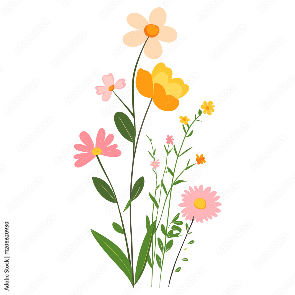 Flat vector of spring flower flowers art blossoms vector Flat vector of spring flower flowers art blossoms vector