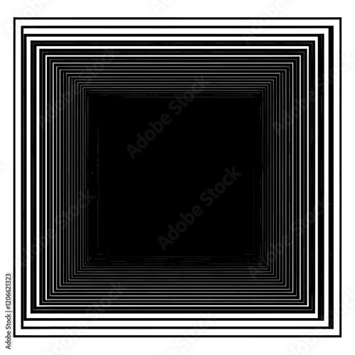 Square flat line illusion black white art vector