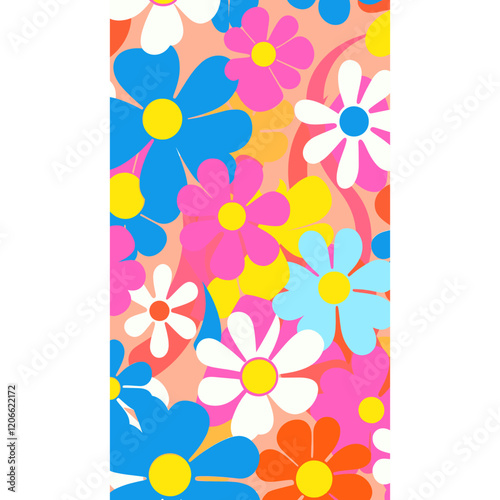 Vibrant daisy pattern graphics flower style vector