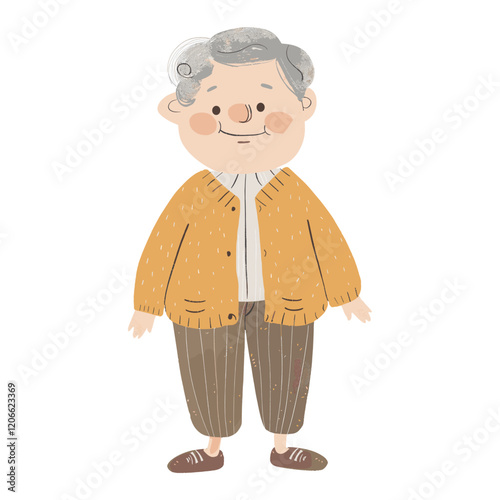 Senior Walker boy illustration children's character vector