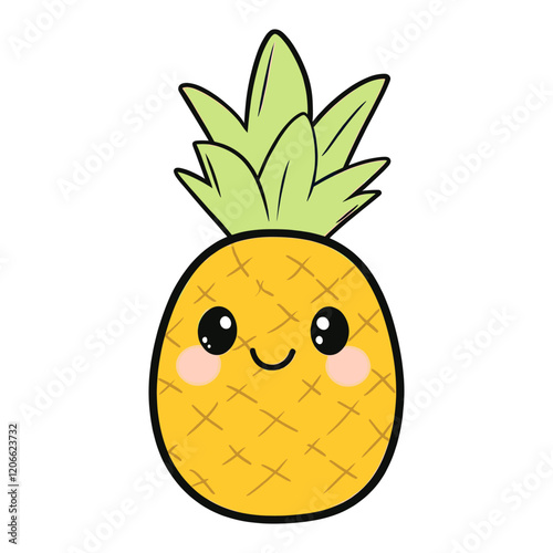 Pineapple sticker kawaii design vector