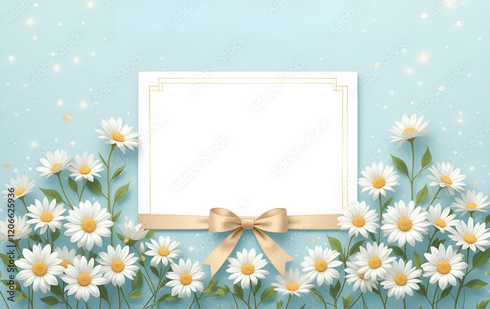 Fototapeta premium Daisy flower frames, plants, templates, anniversaries, cards