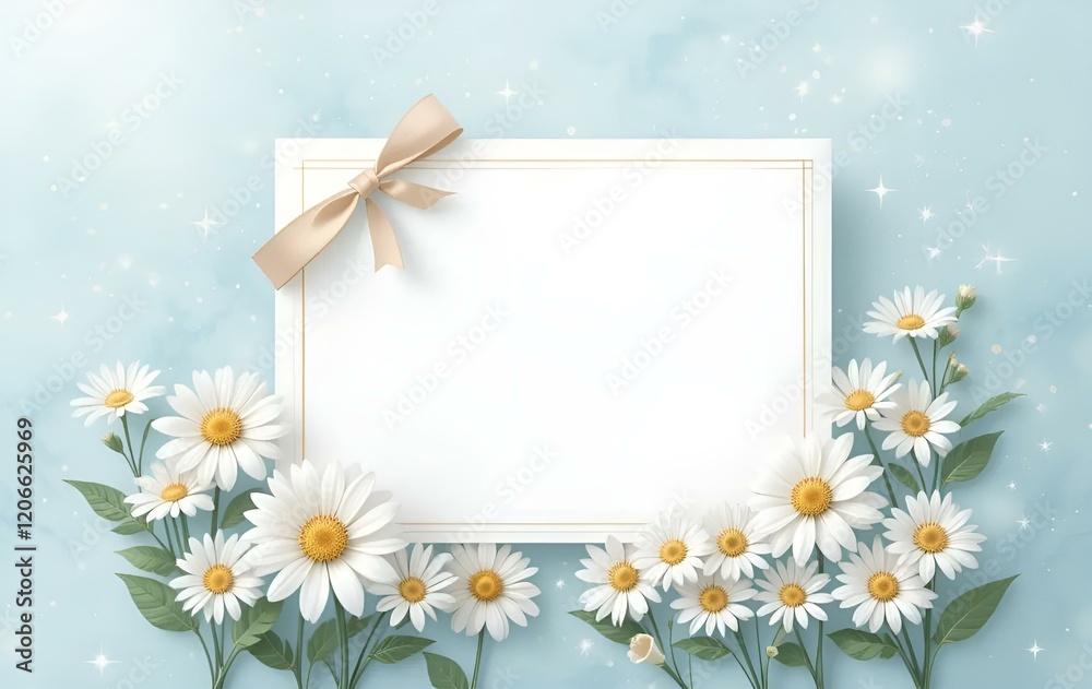 Obraz premium Daisy flower frames, plants, templates, anniversaries, cards