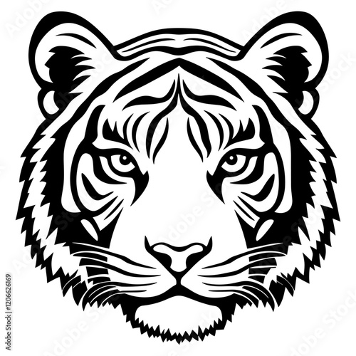 Wallpaper Mural Simple tiger face linear illustration wildlife animal vector Torontodigital.ca