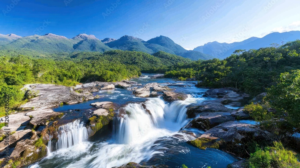 Serene Mountain Waterfall Serene Mountain Waterfall