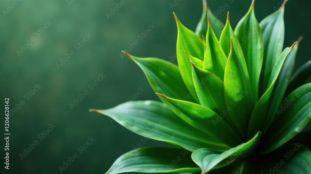 Obraz premium Vibrant Green Plant Leaves Close-Up, Showing Intricate Details and Natural Textures in a Lush, Dark Green Background