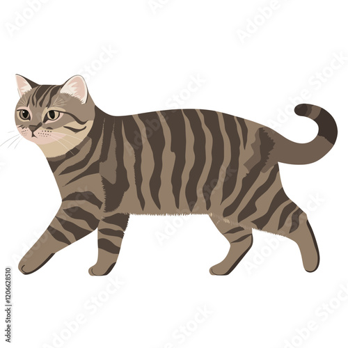 Scottish Fold cat walking illustration pet art vector
