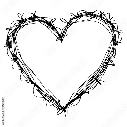 Scribbled heart illustration, artistic simplicity vector