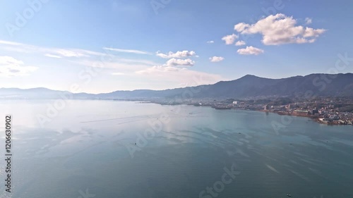 冬の琵琶湖　大津市南部　ドローン空撮