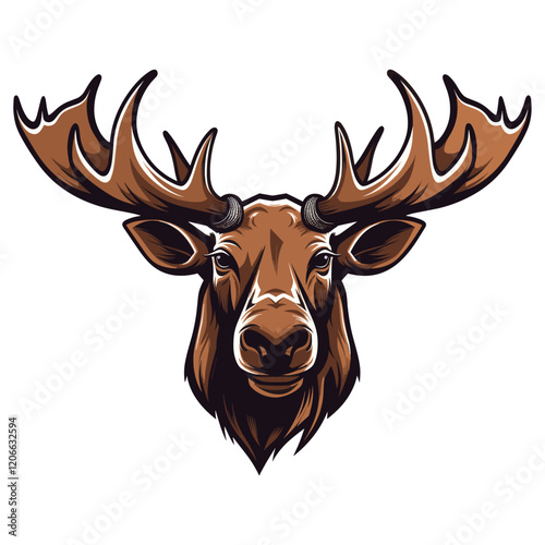 Moose head retro logo illustration wildlife antlers vector