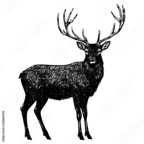 Wild stag with intricate antlers illustration wildlife animal vector